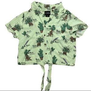 Wizarding World of Harry Potter Herbology Crop Top Tie Waist Button Down XL